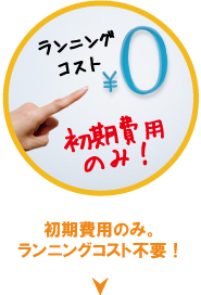 初期費用のみでランニングコスト不要！